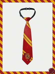 HARRY POTTER X SHEIN 1 burgunderrot-gelb gestreiftes Gummiband, freie lässige Krawatten für Herren und Damen