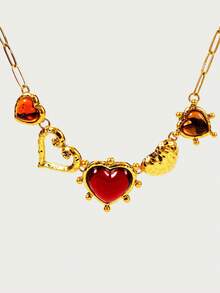 Glisma Colar com pingente de coração elegante vintage banhado a ouro 18K