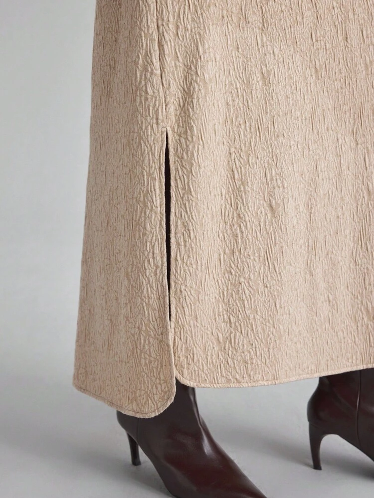 2025 Women's Brown Autumn Long Knit Dresses,Smart Casual Everyday Loose Fit Apparel,Elegant Wedding Guest Attire,Business Casual Workwear Loungewear