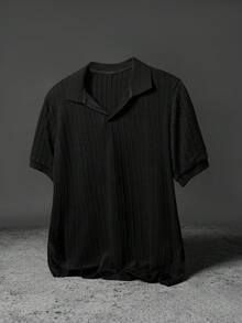 Manfinity EMRG 男士休闲纯色短袖 Polo 衫，夏季 - 黑色 - 查看 1