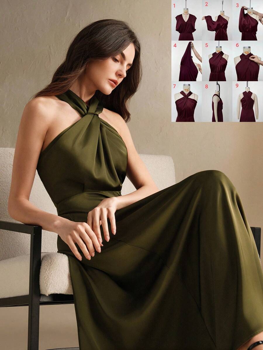 Anewsta 交叉优雅都市度假无袖连衣裙