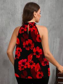 SHEIN Clasi Áo ba lỗ hở vai họa tiết hoa đi nghỉ mát cỡ lớn cho nữ - Nhiều màu - Xem 2