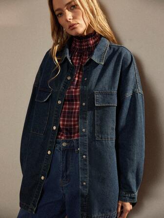 Écloséra 女士简约休闲长袖牛仔夹克