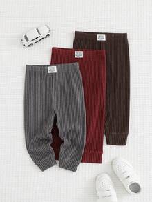 Cozy Pixies 3 pezzi Set di leggings casual decorativi in maglia morbida con vita elastica per bambino