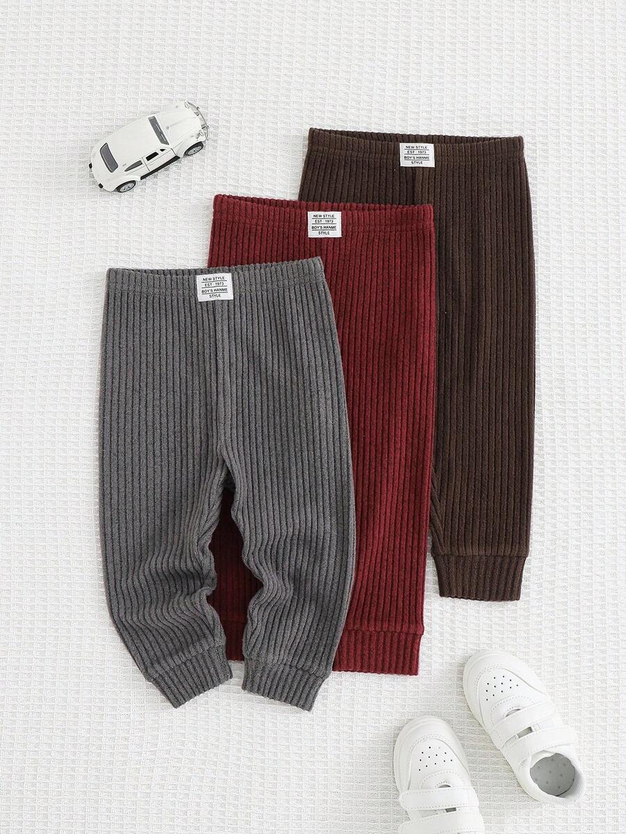 Cozy Pixies 3 pezzi Set di leggings casual decorativi in maglia morbida con vita elastica per bambino