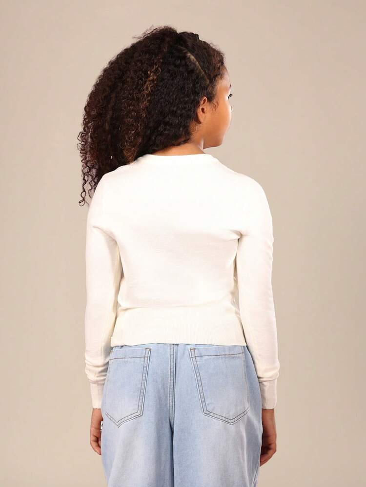 Button Front Ribbed Knit Cardigan With Long Sleeves