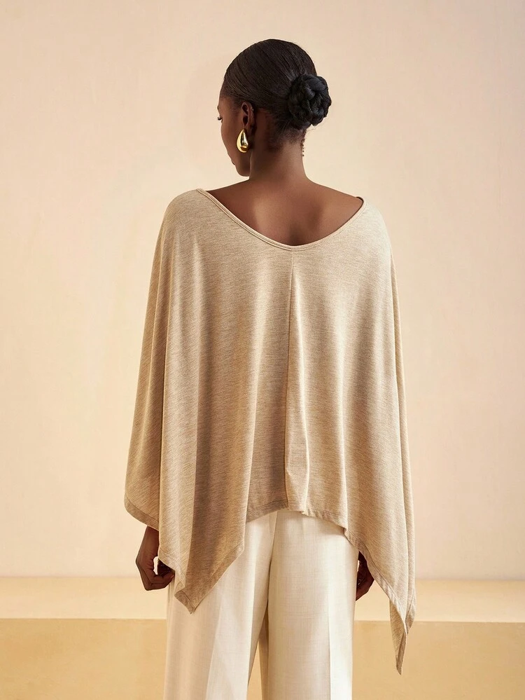 Zivah 2025 Autumn And Winter New Casual Vacation Khaki Loose Knitted Women Top, Can Be Worn Front And Back, Suitable For Daily, Party Gatherings, Airport Wear, Commuting, Travel, Shopping, Dinner, Nightclubs, Vacation, Air-Conditioning Blouse-A - Khaki - View 2