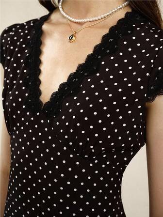 Cévolie 大码女式复古波尔卡圆点连衣裙