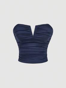 SHEIN MOD Set de 3 camisetas de tirantes con cuello en V profundo y drapeado en color gris para mujer