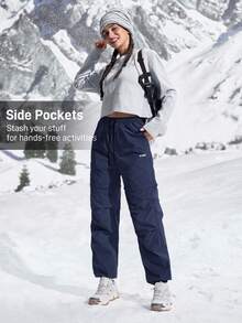 In My Nature 女式字母印花抽绳腰部褶皱口袋户外裤 - 藏蓝色 - 查看 5