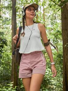 In My Nature Women's High Waist Zipper Pocket Loose Casual Outdoor Shorts