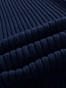 SHEIN Essnce Váy len co giãn thoải mái, cổ đứng cỡ lớn, vừa vặn - Xanh đậm - Xem 9