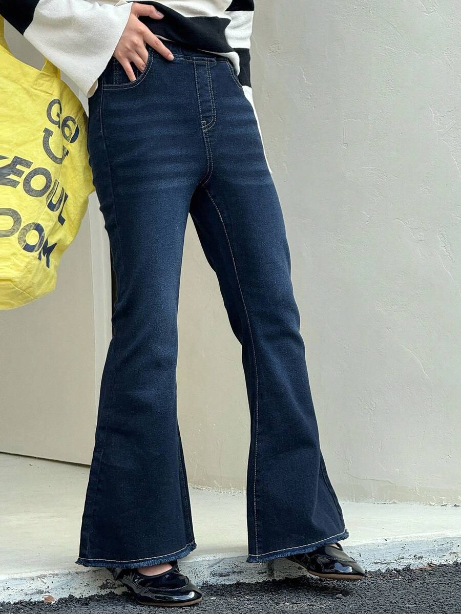 DAZY Tween Girls Flared Denim Jeans - Blue - View 1