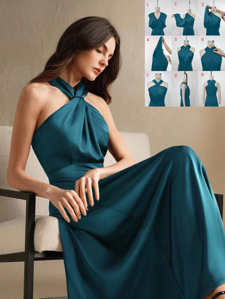 Anewsta Essential Elegant Crossover Front Sleeveless Dress, For Urban Resort Vacations