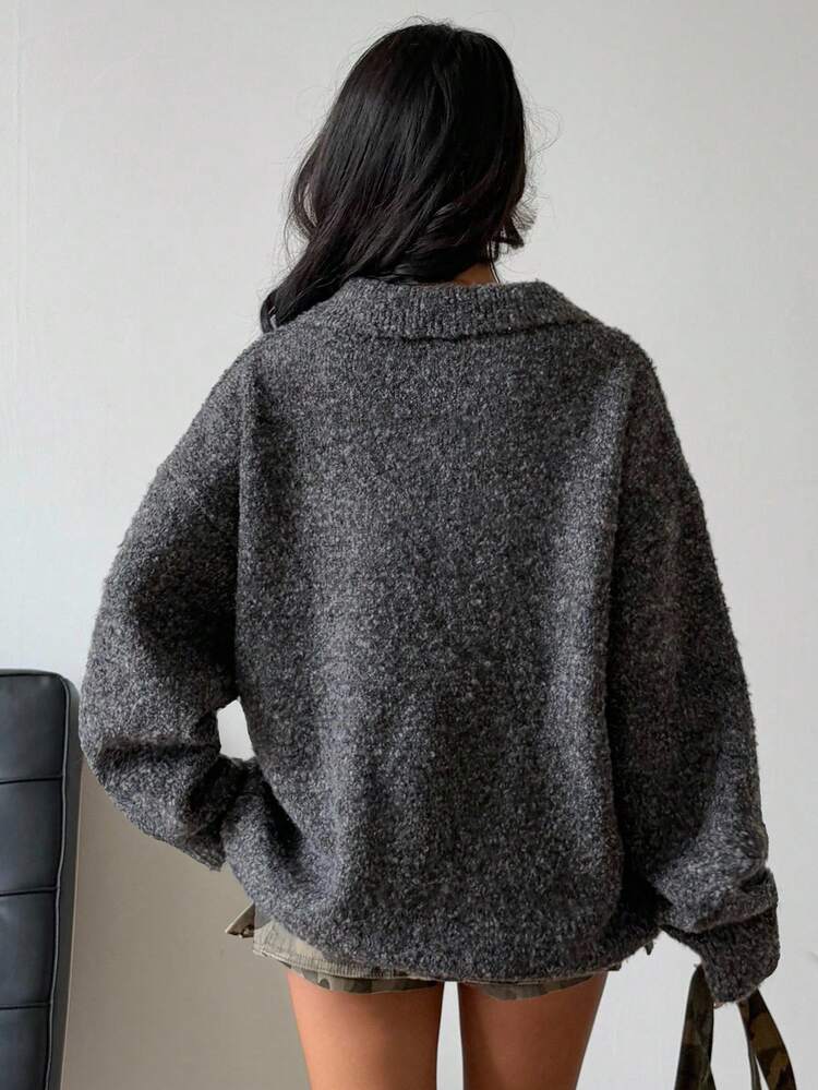Elegant Turndown Collar Sweater Cardigan For Women, Loose & Soft, Autumn/Winter