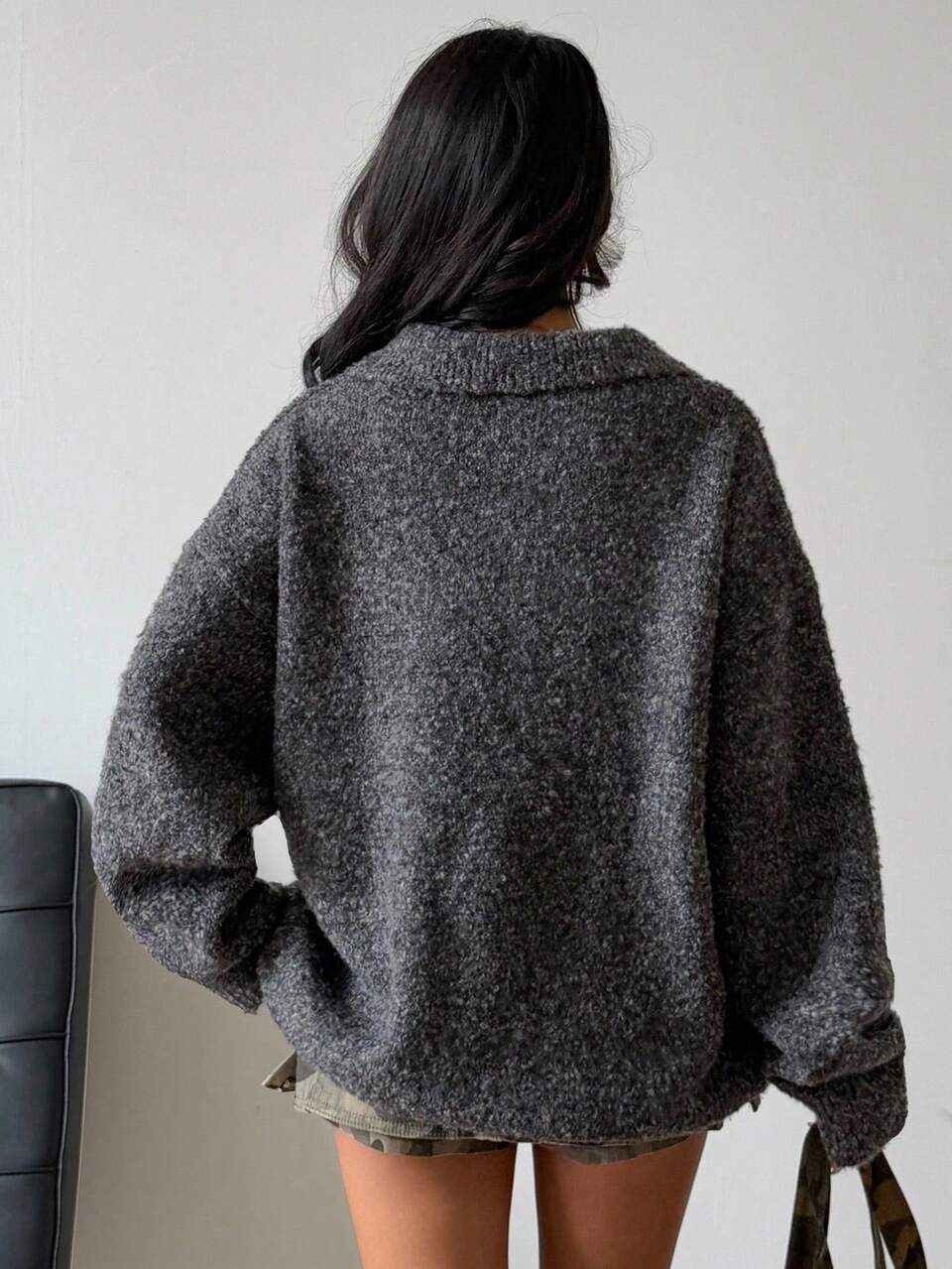 Elegant Turndown Collar Sweater Cardigan For Women, Loose & Soft, Autumn/Winter