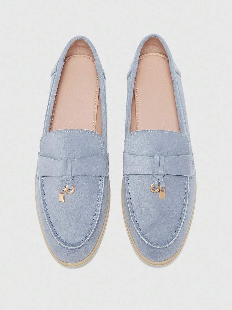 CUCCOO BIZCHIC Women's Fashionable Blue Suede Comfortable Casual Loafers, Suitable For Commuting, Outdoor, Shopping, Work, Daily Wear For Christmas Spring Shoes