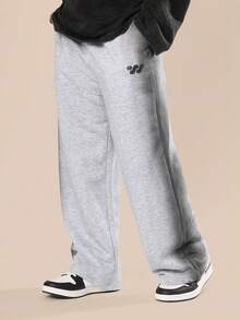 SUMWON Wide Leg Sweatpants Comfortable Streetwear Urban Style Casual Pants With Logo Print Youth Fashion Autumn Winter Bottoms Fall