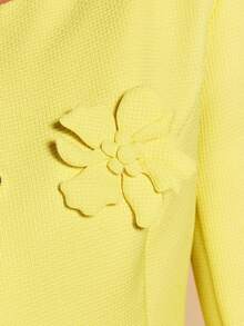 Cravure 3件套3D花卉圆领夹克、背心和连衣裙套装 - 黃色 - 查看 5
