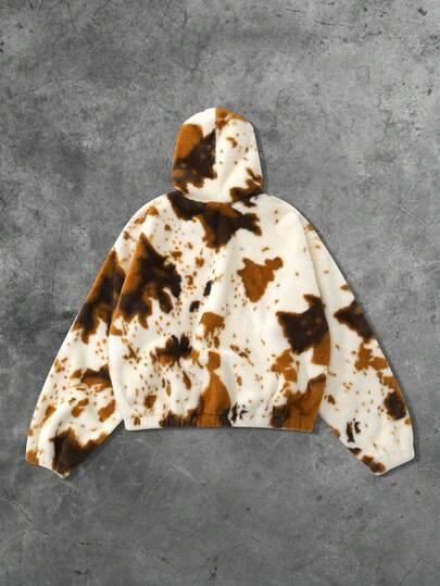 Street Life Sweat-shirt à capuche pour hommes, style américain de rue, imprimé vache et léopard moelleux pour l'automne/l'hiver