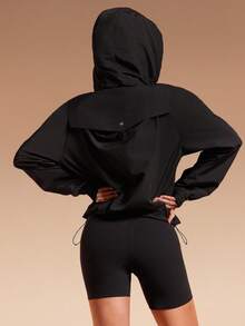 GLOWMODE Vibe Trek 二合一防水翻盖口袋可打包背包夹克秋冬户外徒步慢跑日常运动服 - 黑色 - 查看 5