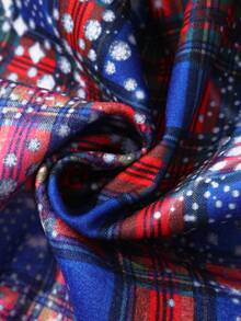 ROMWE MEN Street Life Unisex Gradient Plaid Blazer With Rhinestone Effect, Autumn/Winter Design - Red - View 8