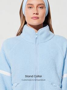 GLOWMODE Chaqueta de forro polar tipo nube, cálida, ligera, con cuello alto, puños elásticos, bolsillos con cremallera, cordón ajustable en la cintura, ajuste relajado y longitud hasta las caderas, para otoño, invierno, uso diario y casual al aire libre