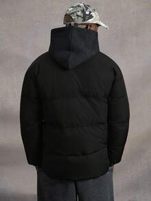 PAVTROS 男式字母印花拉链休闲冬季夹克 - 黑色 - 查看 3