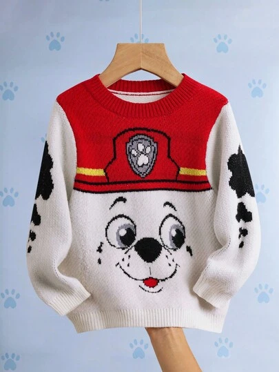 SHEIN | PAW Patrol 男童可爱休闲卡通图案圆领长袖毛衣