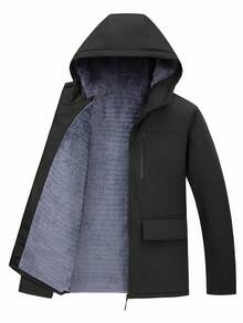 Manfinity Homme 男士休闲多功能保暖连帽外套，秋冬季 - 黑色 - 查看 8