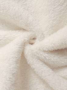 SHEIN Tween Girl Casual Elegant Beige Faux Fur Collar Belted Bowknot Ruffle Hem Patchwork A-Line Mid-Length Overcoat, Warm Lined, Long Sleeve, Autumn/Winter Teens Jacket Girls Fleece Jacket Girls Coats Tween Dress Coat Elegant Fleece Jacket Coat For Girls - White - View 6