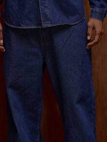 Musero Quần jeans denim dáng rộng cơ bản với chi tiết túi/Bộ sưu tập đồ cơ bản mùa đông. - Rửa tối - Xem 5