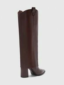 CUCCOO BIZCHIC Women's Casual Solid Color Versatile Pointed Toe Chunky Heel Ankle Boots - Rust Brown - View 4
