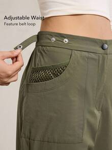 OutZeal 女士防水弹力可调节腰带贴袋户外裤，适合徒步露营，秋冬季穿着 - 綠色 - 查看 4