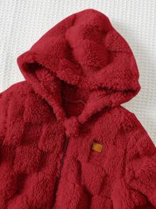 Cozy Pixies 男婴连帽长袖外套，保暖加厚秋冬女童服装 - 酒紅色 - 查看 3