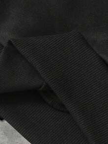 ROMWE MEN Street Life 男士超大短款连帽衫，带闪亮钻石眼纹图案，图案连帽衫，秋季 - 黑色 - 查看 5