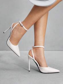 CUCCOO SZL Women's Fashion Slingback High Heel Pumps With Decorative Buckle For Christmas Spring Shoes - Beige - View 9