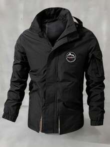 Manfinity Homme New Casual Printed Mid-Length Black Padded Coat, Fashion Autumn/Winter Outerwear - Black - View 1