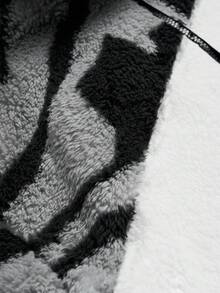 PAVTROS 男士抓绒拉链翻领字母图案防风外套/户外防风外套/派克大衣/冬季外套，适合秋冬休闲街头穿着的拉链外套 - 白色 - 查看 7