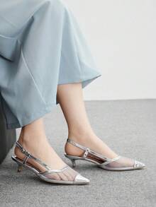 CUCCOO BIZCHIC Women's Pointed Toe High Heel Fashion Shoes, Suitable For Party, Work, Formal Occasions, Christmas, Halloween, Music Festivals, Autumn - Silver - View 3