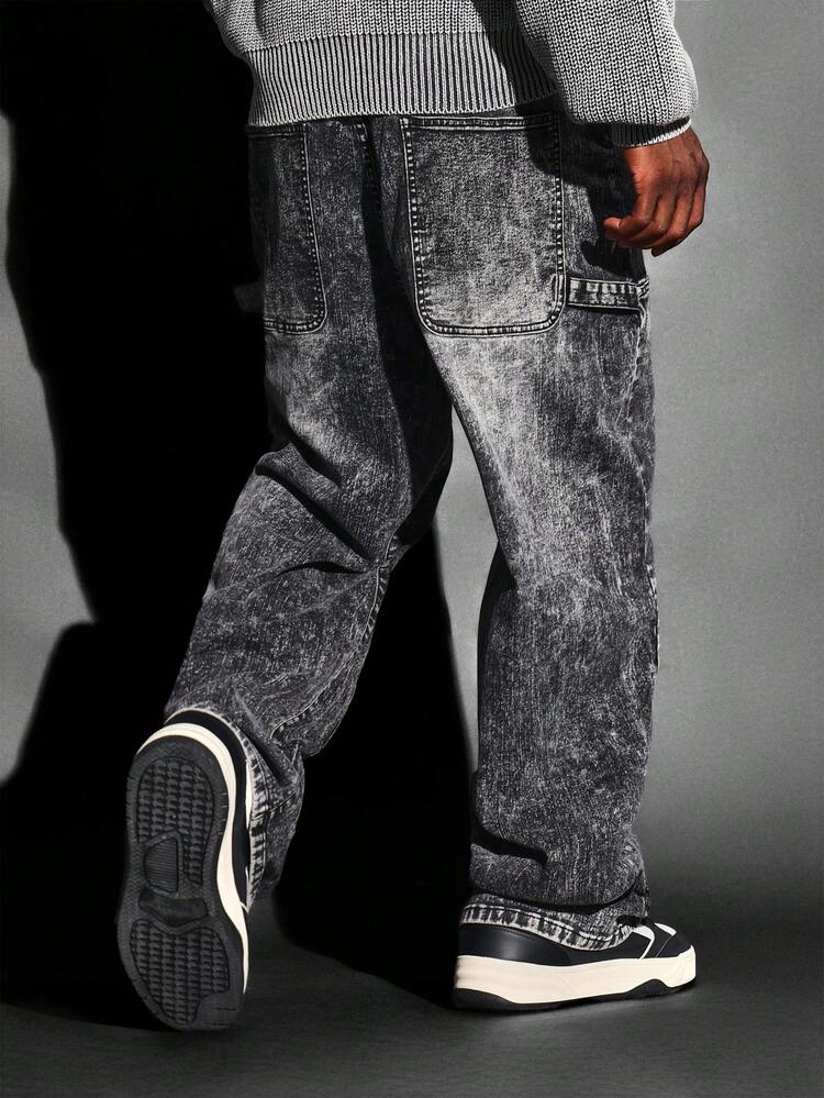 Wide Leg Carpenter Jeans With Utility Pockets