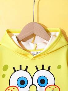 SpongeBob SquarePants | SHEIN Young Boy Cute Cartoon Pattern Casual Loose Fit Long Sleeve Yellow Sweatshirt Character Clothes