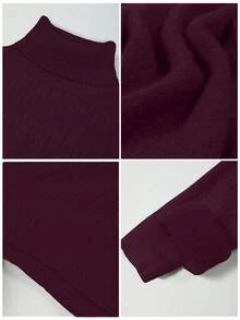 Franclia 秋冬新款修身简约高领针织毛衣 - 紫色 - 查看 6