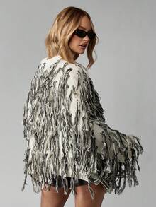 MISSGUIDED كارديجان محبوك بخيوط متشابكة كبير الحجم مفتوح الأمام بأكمام طويلة ناعم ودافئ ذو ملمس متموج، قطعة أزياء بوهيمية مميزة للمواسم الباردة - متعدد الألوان - مشاهدة 2