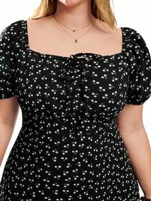 Solavibe Vestido De Talla Grande Con Estilo De Vacaciones Con Diseño De Flores, Estilo Midi, Verano - Multicolor - Ver 2