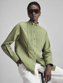 Ontre 2022 年新款女装，适合秋冬季、所有季节、返校、万圣节、圣诞节、女教师装、外出装、婚礼宾客礼服、优雅婚礼宾客服装、教堂装、女士商务休闲装、梭织面料、宽松版型、女士衬衫、商务休闲装、通勤装、日常装、新年装、女士圣诞装 - 綠色 - 查看 6