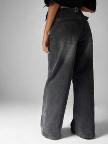 MISSGUIDED Cotton Wide Leg High Rise Jeans With Flared Bottom Classic Y2K Style Baggy Denim Pants For Fall Winter Casual Streetwear - Grey - View 2
