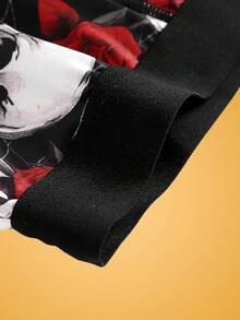 Halloween Funny Print Mischievous Ghost Candy Ghost Pumpkin Skull Colorful Glow-In-The-Dark Family Halloween Party Men Mid-Length Boxer Briefs - Black - View 3