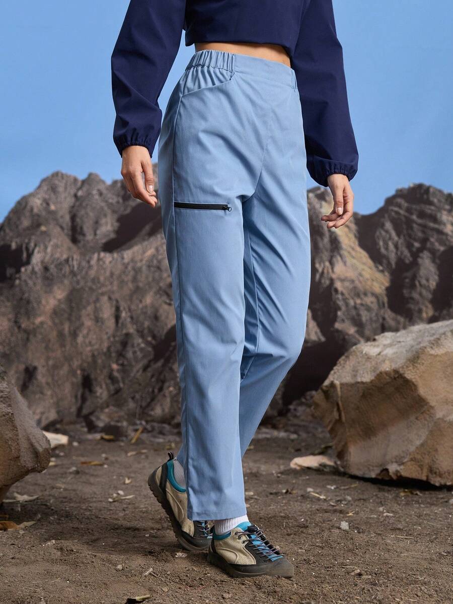 In My Nature Women's Casual Versatile Solid Color Tapered Hiking Pants - Blue - View 1