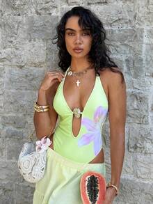 Swim SXY Đồ bơi một mảnh hở lưng in họa tiết hoa đi biển dành cho nữ - Nhiều màu - Xem 7